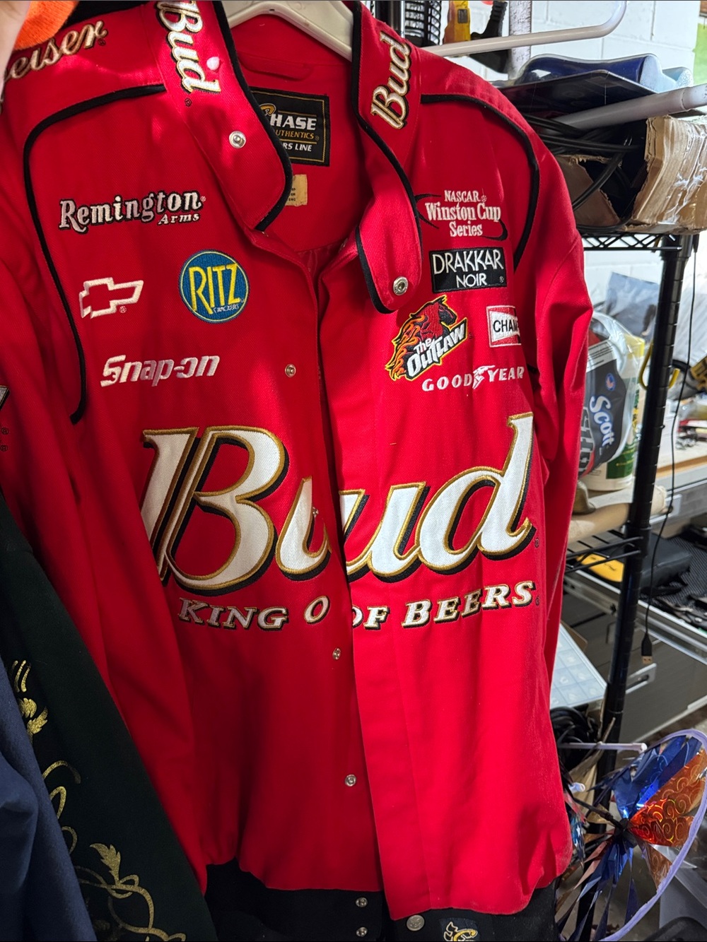 Budweiser Red Embroidered Racing Button-Down Shirt NASCAR